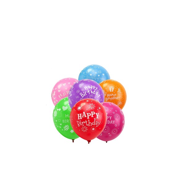 Happy Birthday Balonu  Karışık Renk 10 Adet
